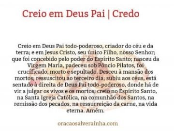 Creio Em Deus Pai Ou Credo Ora O Portugu S Latim Ingl S